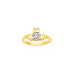9ct Gold Diamond Claddagh Ring