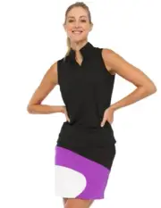 Belyn Key Women's Pull On Golf Brooklyn Skort Skirt Size Large black purple