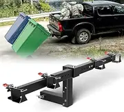YUEYIN Adjustable Dual Trash Can Hauler Hitch, Wheeled Garbage Can Outdoor Towing Trailer Hitch, Suitable for Pickup/Golf/ATV/SUV/Truck with 2" Receiver, Black