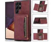 062 Three Fold Wallet Phone Case Card Insertion Suitable for Samsung S23