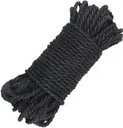 5mm Jute Rope - 65 Feet Black Natural Clothesline Garden Twine Rope, 3-Ply Heavy Duty Hemp Twine String for Artworks, Gardening, Bundling, Camping, Crafts, Hanging Plants, Packing