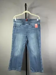 Spanx Denim Crop Kick Flare Pant Womens XL Petite Blue Mid Rise Stretch NWT