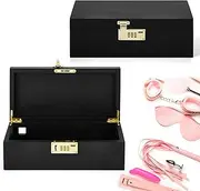 Mifoci 2 Pieces Wooden Adult Man Woman Toy Box Storage with Password Lock Wooden Storage Box Lockable Keepsake Organizer Locking for Personal Items, Jewelry, Keepsake