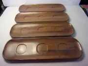 NEW CARLISLE EPICURE MELAMINE WOOD GRAIN FLIGHT TRAY DRINKS DESERT LOT OF 4