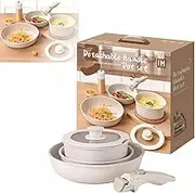 Gourmetific Cookware Set, Gourmetific Pan Set, Gourmetific Pots and Pans, Detachable Handle Pot Set, Pots and Pans Set Non Stick, Gourmetific Nonstick Detachable Handle Cookware (9 Piece Set)