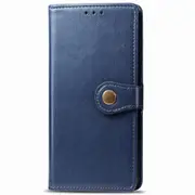 For Xiaomi Redmi Note 8T Retro Solid Color Leather Buckle Mobile Phone Protection Leather Case with Photo Frame & Card Slot & Wallet & Bracket Function(Blue)