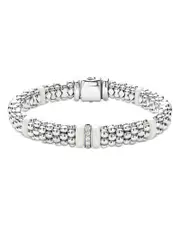 Lagos Sterling Silver White Caviar Ceramic & Diamond Beaded Bracelet