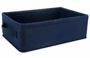 Navy Blue Medium Storage Basket Shelf Low Storage Bin Rectangle Felt Fabric Baskets Storage Bins Organizer Storage Basket