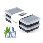 Silicone Ice Cube Trays, 2 Pack Ice Cube Trays with Lid 21 Cube Per Silicone