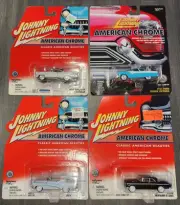 4 Johnny Lightning American Chrome Real Tires Lincoln Chrysler Ford NOS