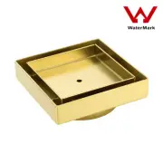 Brushed Gold 100mm Square Floor Drain Tile Insert Shower Grate 80mm Outlet Waste