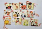 12-Halloween-Retro-Mid Century-Junk Journal-Scrapbook-Linen Cardstock-Hang-Tags