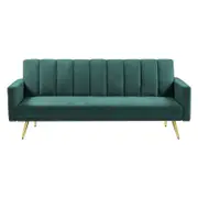 Levede 3-Seater Convertible Velvet Sofa Bed 197CM Green