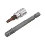 T25 Torx Bit Socket, 1/4" Drive 1.5" Length W Hex Shank Power Drill Adapter