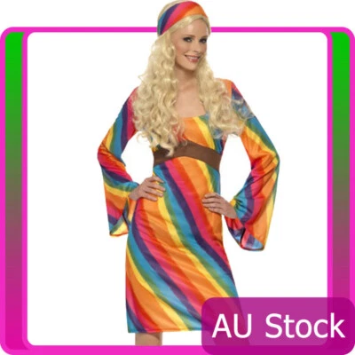 Smiffys Ladies 60s 70s Retro Hippie Go Go Girl Disco Costume 1960s Fancy Dress