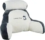 Reading Pillow for Bed, 2 in 1 Back Support Cushion with Arms, Detachable Backrest Reading Pillow Cuddle Cushion, Comfortable Back Support Pillow for Reading Relaxing Games (Dark Husky, Latex L)