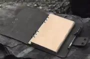 A5 loose leaf Writing note Notebook Retro Diary Notepad cow leather black Q395