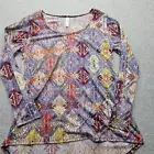 Lularoe Women's Medium Light Blue Diamond Pattern 3/4 Sleeve Tops NWT