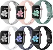 [Witzon] 6 Pack Sport Band for Apple Watch Band 41mm 40mm 38mm for Women Men, Slim Soft Breathable Strap Sport Replacement for iWatch Apple Watch Ultra 2 SE Bands Series 9 8 7 6 5 4 3 2 1, Style A