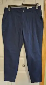 Old Navy Women's 12 Navy Blue High Rise Skinny Trousers Pants NWT Stretch