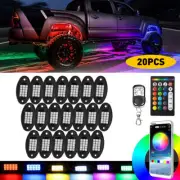 LED 20Pods RGB Rock Light Kit Offroad Truck Underglow Lamp Bluetooth APP Control