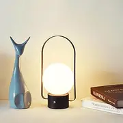 Shenzhi Tech Portable LED Table Lamp, USB Rechargeable Desk Lamp, Touch Controlled Dimmable Indoor Night Light for Home Decor Bedside Room (Black)