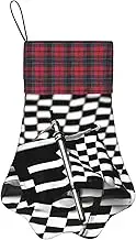 YANYU Checkered Flags Race Flags Print 17in Christmas Pet Paw Stockings Xmas Stockings for Dogs Cats Christmas Pet Gifts