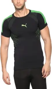 PUMA Men's IT Evotrg Evoknit Tee T-Shirt, Black-Green Gecko, S
