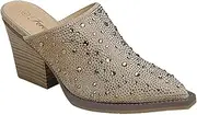 [Forever] Women Pointed Toe Rhinestone Slip on Mules Chunky Heel Sandals