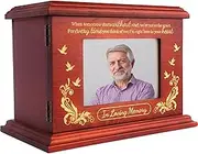Cremation Urn for Ashes Adult Male or Female - Human Urns for Ashes, Wooden Picture Frame Urns Box and Casket for Women Men Baby Child Pets, Burial Funeral Memorial Earns, Hold Up to 250LB