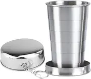 Folding Metal Cup – Compact Stainless Steel Camping Mug with Keychain | Travel Friendly Cups, Outdoor Pocket Drinkware for Hikers, Portable Retractable Mug for Adventures