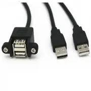 Dual Port Usb 2.0 A Male To Female Mf Extension Screw Lock Panel Mount Cable 30Cm Usb Cables Hubs & Adapters