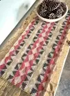 New Primitive RED BLACK MUSTARD COVERLET TABLE RUNNER Woven Topper 32"