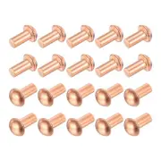 30 Pcs 13/64" x 25/64" Round Head Copper Solid Rivets Fasteners