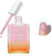 Modelones 15ml 8-in-One Nail Ridge Filler Strengthener Base Coat Nail Polish Repair Nail Growth Treatment for Thin and Damaged Nails, Pink Glow
