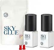 2 Bottles Sky Glue D for Eyelash Extension 5ml - Professional Powerful Strong Black Eyelash Individual Extension Adhesive / 1-2s Fast Drying / 5-6 Weeks Lasting time TUBeauty