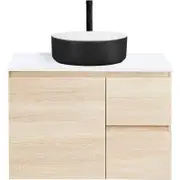 CIBO 750mm Coast Veneer Nordic Wall Hung Bathroom Vanity With Black And White Basin