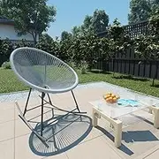 Garden Chair Outdoor Rocking Moon Chair Grey Poly Rattan Patio Seating
