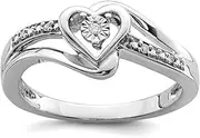 [JewelryWeb] 925 Sterling Silver Polished Diamond Love Heart Ring Statement-Ring for Women