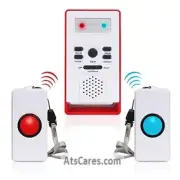 2 Button Elderly Caregiver Panic Putton - Alert System 600' Range - Waterproof