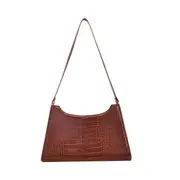 Fashion Women Handbag Crocodile Pu Leather Retro Shoulder Bag Solid Color Simple Elegant Ladies Totes