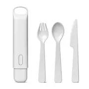 3Pc Hip Kitchen Tableware Case w/ Silicon Spoon Fork Knife Cutlery Dusty Grey