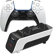 PS5 Controller Charger Station, Dual Controller Charging Stand Compatible with Ps5, Upgraded Fast Charging Speed Adapter with LED Indicator Black