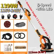 1390W 220V Powerful Drywall Sander Polishing Machine With 6 Sanding Discs New
