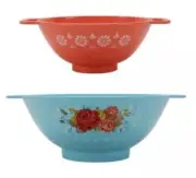 Pioneer Woman Colander Set Of 2 Turquoise Country Flowers Strainer Oklahoma
