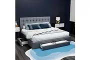 Artiss Bed Frame Queen Size with 4 Drawers Grey AVIO