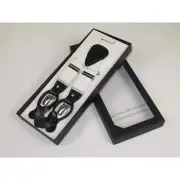ELEGANT Suspenders Clip on and Button Option for Slacks or Suit Pants White