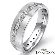 Dome Wedding Band Round Pave Set Diamond Mens Eternity Ring 18k White Gold 0.5Ct