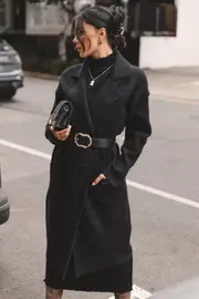 [PUP97] Ivy Button Front Coatigan - Black S/M black