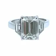 Lab-Created 2.10 Ct Emerald Cut White Diamond Wedding Ring 925 Sterling Silver